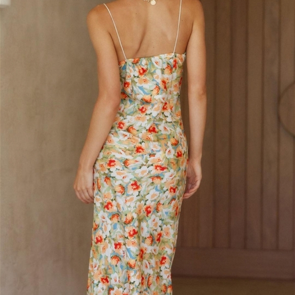 Toperth V Neck Floral High Split Midi Dress Small - Picture 2 of 5